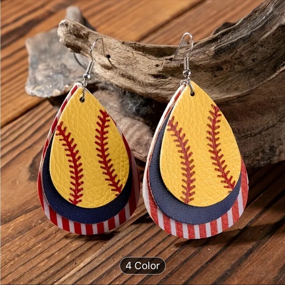 Baseball Earrings | Softball Earrings - leather dangle earrings